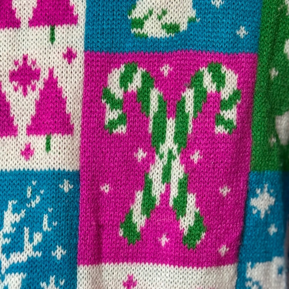 Party Sweater Dec. 25th Ugly Christmas Sweater Teal / Pink Size Unisex Medium - Picture 6 of 11